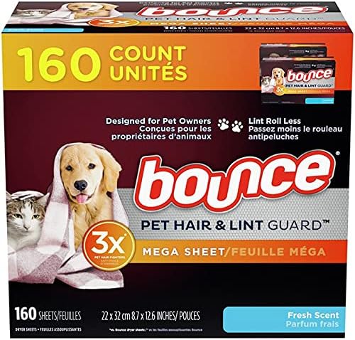 Hoja Secadora Mega para Mascotas tmp Bounce Fresh Scent, 2 Paquetes de 80 (Total 160) - Protección contra Pelos y Lint - imagen 1