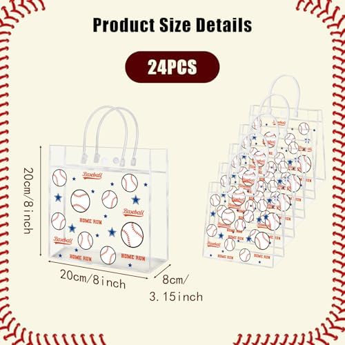 HYMENEX Paquete de 24 Bolsas de Regalo de PVC Transparente para Beisbol, Bolsas de Snacks con Asas para Fiestas y Decoraciones Deportivas - imagen 2