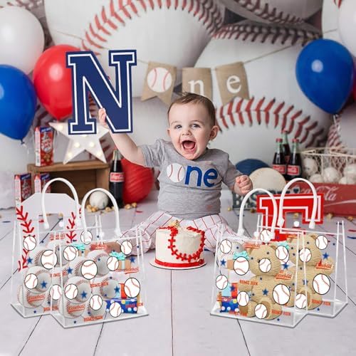 HYMENEX Paquete de 24 Bolsas de Regalo de PVC Transparente para Beisbol, Bolsas de Snacks con Asas para Fiestas y Decoraciones Deportivas - imagen 6