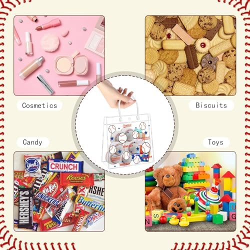 HYMENEX Paquete de 24 Bolsas de Regalo de PVC Transparente para Beisbol, Bolsas de Snacks con Asas para Fiestas y Decoraciones Deportivas - imagen 7