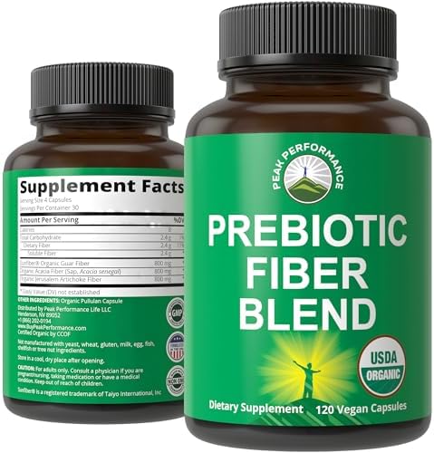 Fibra Prebiótica Orgánica 3 en 1 USDA - Cápsulas Veganas para la Salud Digestiva y del Intestino. Suplemento de Alimentos Integrales a Base de - imagen 1