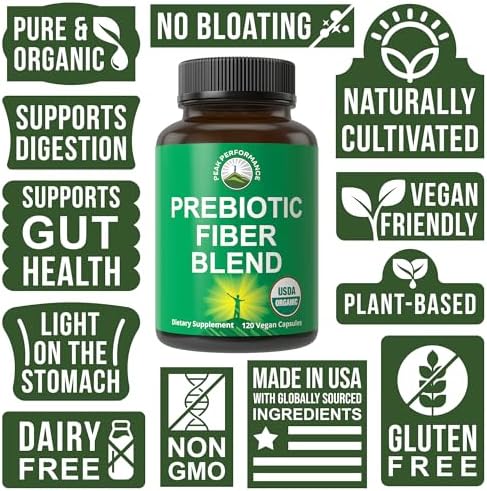 Fibra Prebiótica Orgánica 3 en 1 USDA - Cápsulas Veganas para la Salud Digestiva y del Intestino. Suplemento de Alimentos Integrales a Base de - imagen 3