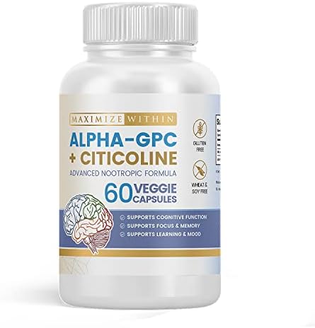 Maximize Within Alpha GPC + Citicolina 60 Cápsulas, Fórmula Concentrada de 1600mg - Nootrópico Altamente Purificado y Bioavailable, Mejora Cognitiva, - imagen 1