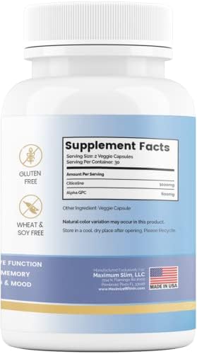Maximize Within Alpha GPC + Citicolina 60 Cápsulas, Fórmula Concentrada de 1600mg - Nootrópico Altamente Purificado y Bioavailable, Mejora Cognitiva, - imagen 2