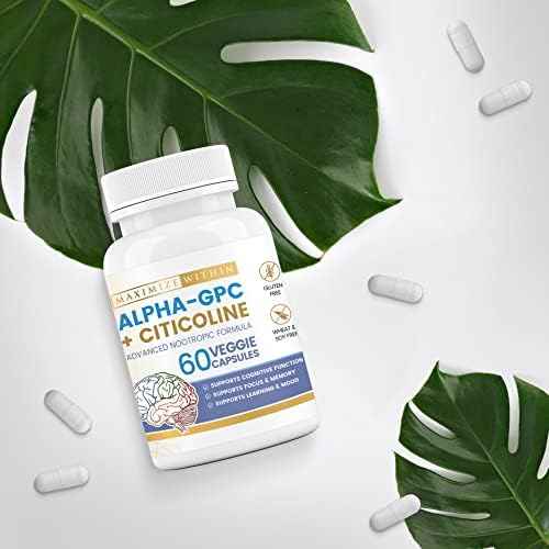 Maximize Within Alpha GPC + Citicolina 60 Cápsulas, Fórmula Concentrada de 1600mg - Nootrópico Altamente Purificado y Bioavailable, Mejora Cognitiva, - imagen 5