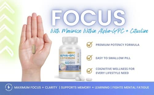 Maximize Within Alpha GPC + Citicolina 60 Cápsulas, Fórmula Concentrada de 1600mg - Nootrópico Altamente Purificado y Bioavailable, Mejora Cognitiva, - imagen 7