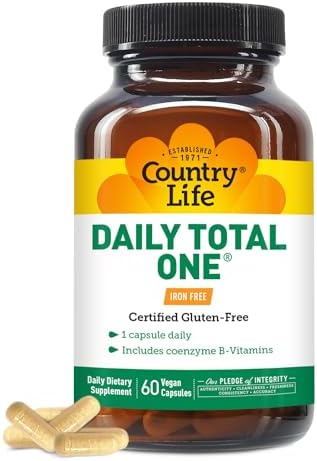 Country Life Daily Total One Multivitamínico, Sin Hierro, Multivitamínico y Multimineral, 60 Cápsulas Veganas, Apoya el Metabolismo Energético - imagen 1
