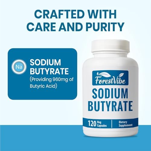 Suplemento de Butirato de Sodio ForestVibe 1200mg, 960mg Ácido Butírico, 120 Cápsulas Veganas, Suministro para 2 Meses, No GMO y Libre de Gluten - imagen 3