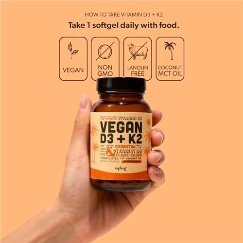 Suplemento Vegano de Vitamina D3 + K2 Sapling con Aceite MCT de Coco - 4000 IU de Vitamina D y 100 mcg de Vitamina K2 Mk7 - 60 Softgels para - imagen 4