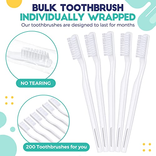 Paquete de 200 Cepillos de Dientes Desechables Envuelto Individualmente, Cepillos Manuales Suaves para Viaje, Ideal para Hoteles y Habitaciones de - imagen 2