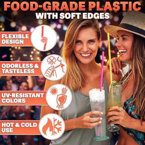 200 Piezas de Popotes Desechables Extra Largos de 17.1 a 19.5, 0.32 de Diámetro – Popotes de Plástico Flexibles y Extendibles para Vasos Grandes | - imagen 3