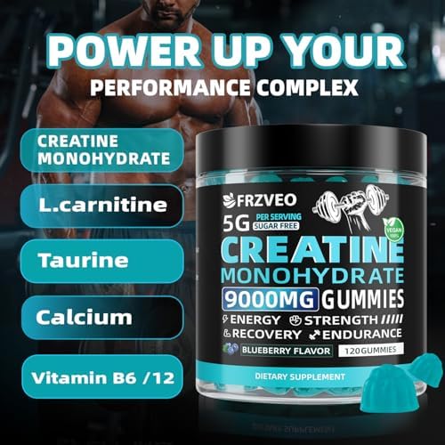 Gomitas de Creatina Monohidratada 9000mg para Hombres y Mujeres, Suplemento Potente de Creatina 5g por Porción, Gomitas Pre-Entrenamiento para Mayor - imagen 3