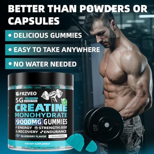 Gomitas de Creatina Monohidratada 9000mg para Hombres y Mujeres, Suplemento Potente de Creatina 5g por Porción, Gomitas Pre-Entrenamiento para Mayor - imagen 4