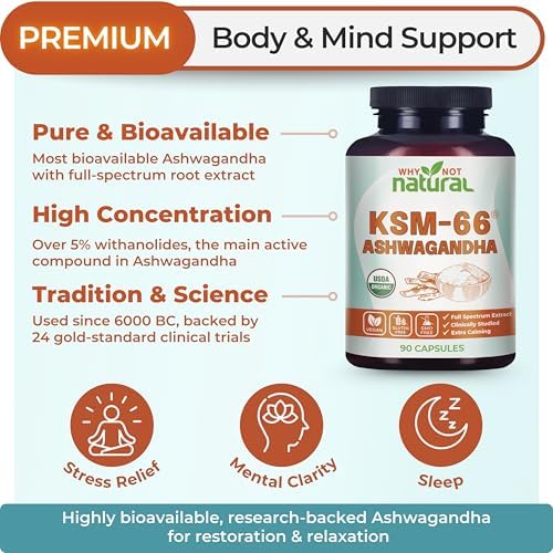 Suplementos en Cápsulas de Ashwagandha Orgánica Natural KSM 66 - Why Not - imagen 2