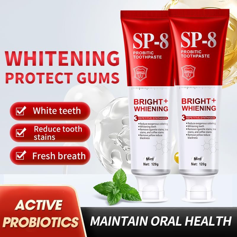 Pasta de Dientes Blanqueadora SP-8 con Probióticos - Salud Dental y de Encías - Sin Flúor, Sabor Doble Menta, Frescura Duradera (4) - imagen 7