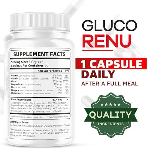 Cápsulas Gluco Renu - Suplemento Natural GlucoRenu, Fórmula Premium, 30 Cápsulas para 1 Mes de Soporte Glucémico - imagen 4