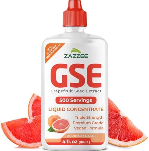 Zazzee GSE, Extracto de Semilla de Pomelo Líquido Triple Fuerza 3X, 4 Onzas, 500 Porciones, 300 mg por Porción, Vegano, Sin Gluten, Natural, Hecho en - imagen 1