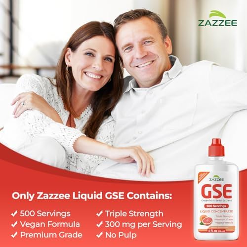 Zazzee GSE, Extracto de Semilla de Pomelo Líquido Triple Fuerza 3X, 4 Onzas, 500 Porciones, 300 mg por Porción, Vegano, Sin Gluten, Natural, Hecho en - imagen 5