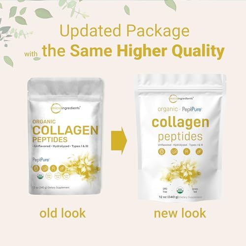 Colágeno en Polvo Orgánico Micro Ingredients, 12oz | Tipo I & III + Proteína Natural | Fuente de Bovino Alimentado con Pasto | Sin Sabor | Apoya la - imagen 3