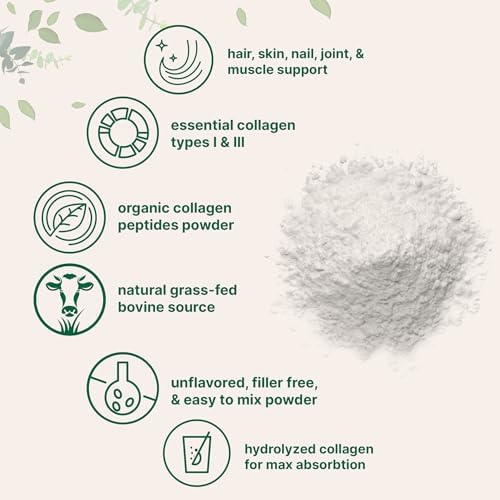 Colágeno en Polvo Orgánico Micro Ingredients, 12oz | Tipo I & III + Proteína Natural | Fuente de Bovino Alimentado con Pasto | Sin Sabor | Apoya la - imagen 4