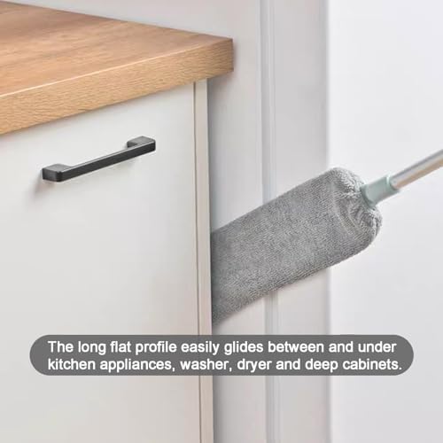 Cepillo de Polvo para Espacios Reducidos con Mango Extensible (40 a 55 pulgadas) Duster Flexible y Lavable para Sofás, Camas y Muebles - Gris Húmedo - imagen 4