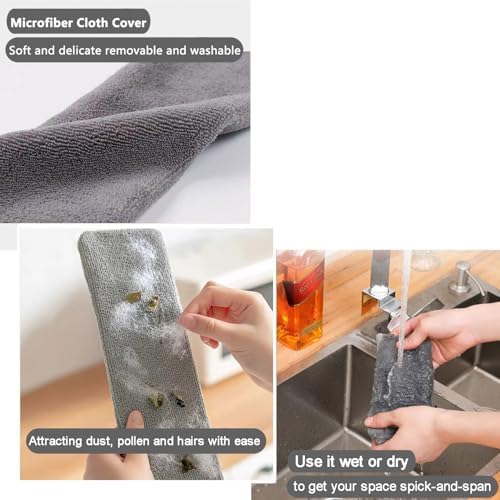 Cepillo de Polvo para Espacios Reducidos con Mango Extensible (40 a 55 pulgadas) Duster Flexible y Lavable para Sofás, Camas y Muebles - Gris Húmedo - imagen 5