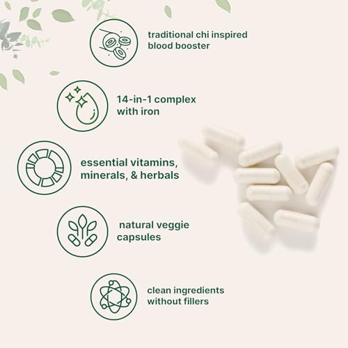 Suplemento de Hierro Micro Ingredients Blood Booster+, 60 Cápsulas Veganas | Hierro Bisglicinato 14 en 1 con Folato y Vitaminas B, C | Fórmula Suave - imagen 3