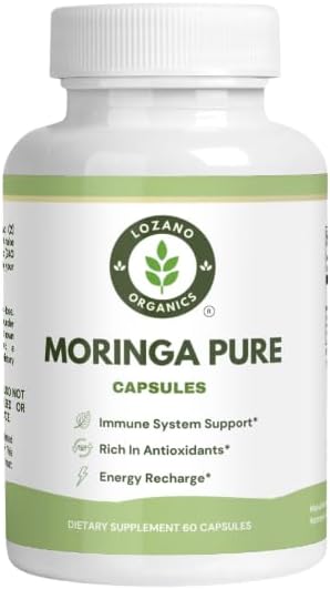 Cápsulas de Polvo de Moringa - 800mg de Moringa Pura Rica en Nutrientes - Superalimento Antioxidante Natural - Rico en Vitaminas Esenciales y - imagen 1
