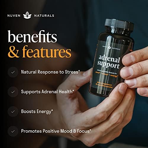 Suplementos Nuven Naturals para el Apoyo Adrenal - Controlador de Cortisol con Extracto de Ashwagandha, Rhodiola y Albahaca Sagrada para Estrés y - imagen 3