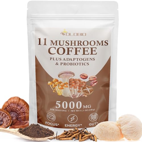 Café de Champiñones, 11 Hongos Orgánicos con Adaptógenos y Probióticos, Lion's Mane, Chaga, Reishi, Cordyceps, Café Instantáneo para Enfoque, Energía - imagen 1