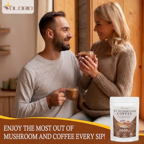 Café de Champiñones, 11 Hongos Orgánicos con Adaptógenos y Probióticos, Lion's Mane, Chaga, Reishi, Cordyceps, Café Instantáneo para Enfoque, Energía - imagen 7