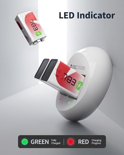 Baterías recargables EBL de 9V Li-ion con cargador, 600mAh, paquete de 2 celdas de 9 Voltios - imagen 7