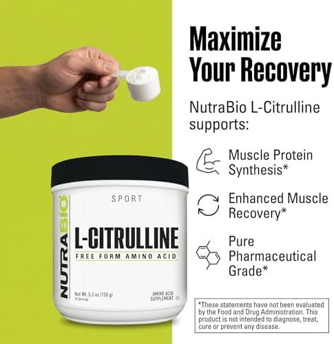 L-Citrulina NutraBio, Aminoácido en Forma Libre, 5.3 oz (150 g) - imagen 5