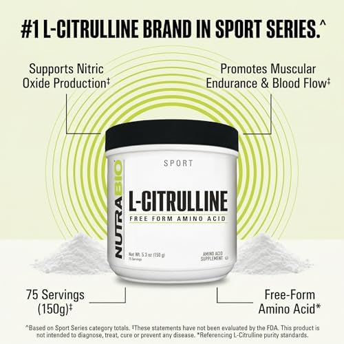 L-Citrulina NutraBio, Aminoácido en Forma Libre, 5.3 oz (150 g) - imagen 6