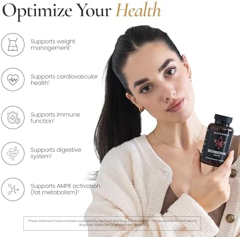 Suplemento Orgánico de Berberina HCL ACEWORKZ 1200mg - Apoya Niveles Saludables de Azúcar en Sangre y Metabolismo - Absorción Mejorada con BioPerine® - imagen 2