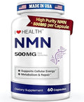 I LOVE HEALTH NMN 500MG por Cápsula – Alta Pureza 99.9% NMN, Soporte NAD+ para Energía Celular y Envejecimiento Saludable, 60 Cápsulas, Pruebas de - imagen 1