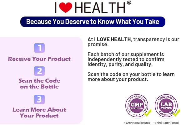 I LOVE HEALTH NMN 500MG por Cápsula – Alta Pureza 99.9% NMN, Soporte NAD+ para Energía Celular y Envejecimiento Saludable, 60 Cápsulas, Pruebas de - imagen 2