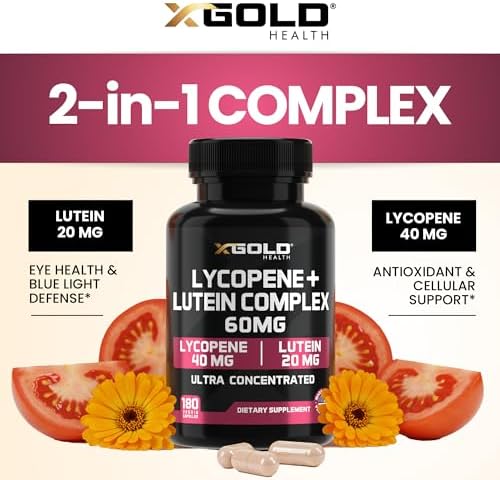 Suplemento de Licopeno + Luteína 60mg + 40mg Licopeno (Extracto de Jitomate) + 20mg Luteína para la Salud Ocular y Antioxidante, 180 Cápsulas Veganas - imagen 4
