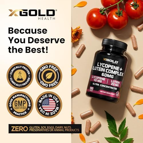 Suplemento de Licopeno + Luteína 60mg + 40mg Licopeno (Extracto de Jitomate) + 20mg Luteína para la Salud Ocular y Antioxidante, 180 Cápsulas Veganas - imagen 5