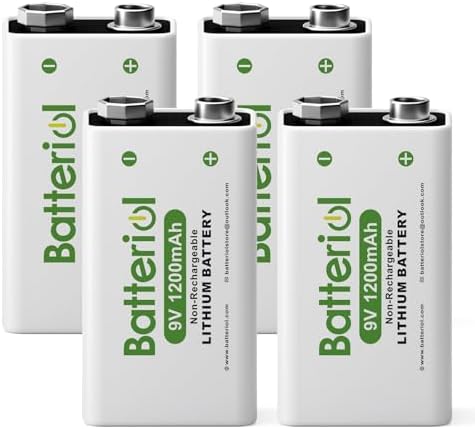 Baterías de Litio 9V Batteriol, 1200mAh, 10 Años de Vida Útil, Potencia Duradera para Detectores de Humo, Micrófonos y Walkie Talkies, Paquete de 4 - imagen 1