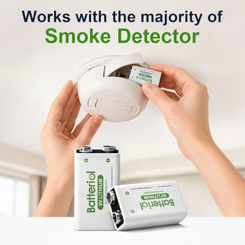 Baterías de Litio 9V Batteriol, 1200mAh, 10 Años de Vida Útil, Potencia Duradera para Detectores de Humo, Micrófonos y Walkie Talkies, Paquete de 4 - imagen 2