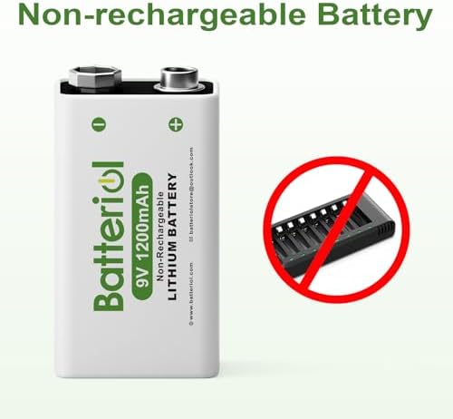 Baterías de Litio 9V Batteriol, 1200mAh, 10 Años de Vida Útil, Potencia Duradera para Detectores de Humo, Micrófonos y Walkie Talkies, Paquete de 4 - imagen 6