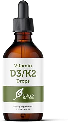 Ultra6 Nutrition Gotas de Vitamina D y K2 - Suplemento Líquido de Vitamina D3 con K2 para Adultos - Fácil de Tomar, Sin Sabor, Alta Absorción, Hecho - imagen 1