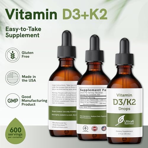Ultra6 Nutrition Gotas de Vitamina D y K2 - Suplemento Líquido de Vitamina D3 con K2 para Adultos - Fácil de Tomar, Sin Sabor, Alta Absorción, Hecho - imagen 5