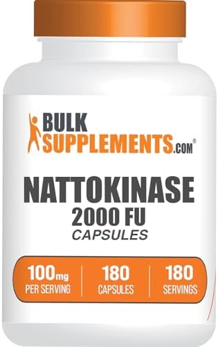 BulkSupplements.com Nattokinasa 2000 FU Cápsulas - Extracto de Natto, Suplemento de Nattokinasa 100mg - Sin Gluten, 1 Cápsula por Porción, 180 - imagen 1