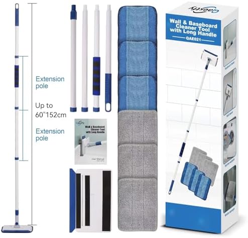 Herramienta Limpiadora de Zócalos Qaestfy con Mango, Mop para Pared y Piso con Mango Extensible para Limpiar Ventanas, Pisos, Zócalos, Techos, - imagen 6