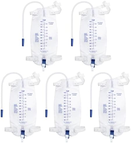 Bolsas de Catéter para Hombres 5 Piezas, Bolsas de Pierna para Catéter Foley 1000ML, Bolsas de Orina con Diseño de Drenaje Fácil - imagen 1