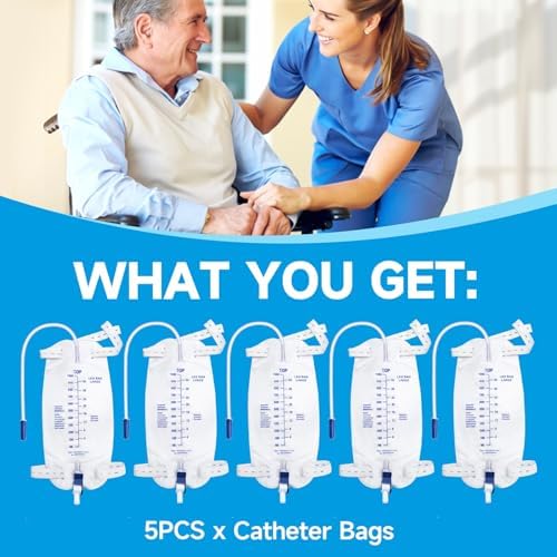 Bolsas de Catéter para Hombres 5 Piezas, Bolsas de Pierna para Catéter Foley 1000ML, Bolsas de Orina con Diseño de Drenaje Fácil - imagen 7