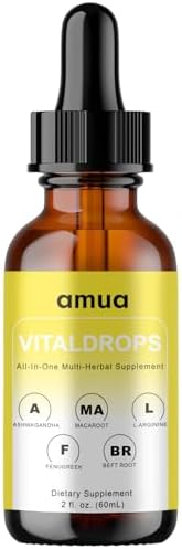 AMUA Vital Drops para Aumento de Peso, Gotas Líquidas Orgánicas de Maca con Ashwagandha, Fenogreco, Remolacha y L-Arginina Multivitamínico - imagen 1