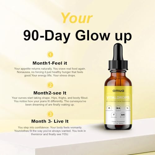 AMUA Vital Drops para Aumento de Peso, Gotas Líquidas Orgánicas de Maca con Ashwagandha, Fenogreco, Remolacha y L-Arginina Multivitamínico - imagen 6